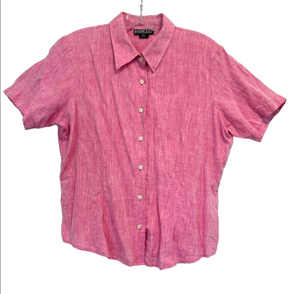 Lands' End Tops - LAND’S END LINEN SHORT SLEEVE BUTTON DOWN COLLARD TOP SIZE 12P